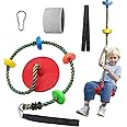 Fentin Tree Swing for Kids Backyard Single Disc Rope Climbing Swing Seat for Tree Children's Day Gift Kids Toys Indoor Outdoor Playground Swing Set Accessories -Red