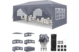 Leadyeah Gazebo 3x6m with 4 Sidewalls and 2 Doors, Heavy Duty Commercial Pop up Gazebo, UPF50+ Protection, 100% Waterproof, Wheeled bag, Ideal for Patio Parties Garage & Outdoor Event Grey