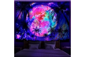 G-LIKE Wandteppich Wandtuch UV-Reaktiv Wandbehang – 3D Digital Bedruckt Farbenreich Dekostoff Dekoration für Wohnzimmer Schlafzimmer Party Urlaub