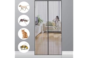 CHENG Tenda Magnetica, Tenda zanzariera Porta Finestra 110x235cm, Si Chiude da Sola Zanzariera con calamita per Porte d'Ingresso, Finestra, Nero