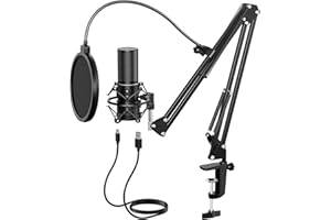 USB Gaming Mikrofon PC, TONOR Podcast Kondensator Microphone Kit Nierencharakteristik mit Arm Ständer Popschutz, Brodcasting Mic Studio Mikro, Mikrophon für Streaming Aufnahme YouTube Twitch PS4/5, Q9