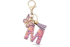 CHUQING Porte-clés pour fille - Pendentif en forme de papillon - Avec initiales - Cadeau pour femme