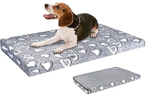 VANKEAN Tapis pour Chien Réversible (Froid & Chaud), Coussin Chien de 36" Dehoussable, MatelasDoublure Imperméable Lit pour Chiens, Housse Amovible et Lavable en Machine,Gris
