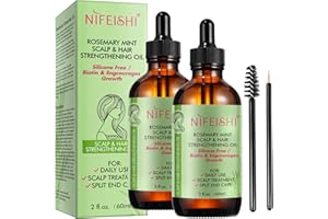 Bieyoc Olio di Rosmarino per Capelli, 2PCS Olio Rosmarino Capelli, Olio Essenziale Rosmarino per Capelli Secchi e Danneggiati, Stimolano la Crescita dei Capelli, Nutrono Il Cuoio Capelluto