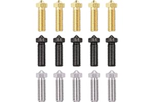 LANKEGU 15PCS Düsen Set für Anycubic Vyper, 3D Drucker Teile 5 Stück Gehärteter Stahl + 5 Stück Edelstahl + 5 Stück Messing, 0,4mm Nozzles Kit für Vyper, Kobra Plus, Kobra Max