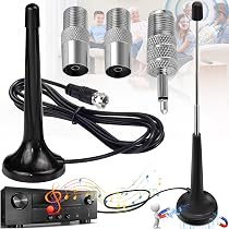 Antenne Radio DAB/FM Bingfu Télescopique 79cm - Base Magnétique, Câble 3m - Pour Home Cinéma