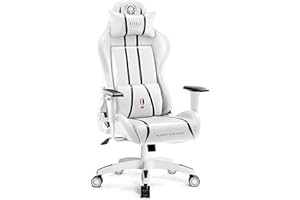 Diablo X-One 2.0 Fotel Gamingowy Krzesło Biurowe Dla Gracza Obrotowy Regulowane Podłokietniki Ekoskóra Ergonomiczny Design Funkcja Bujania Poduszka Pod Kark i Lędźwie (Biało-czarny, Normal)