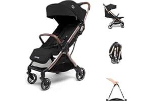Maxi-Cosi Eva3, Passeggino per Bambini 0-4 anni (22 kg), Passeggino Leggero e Compatto, Reclinabile 3 Posizioni, Passeggino da Viaggio Chiusura Automatica, Tracolla, Essential Black Champagne