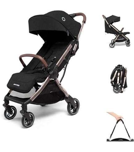 Kinderkraft APINO Wandelwagen, ultralicht, opvouwbaar, waterdicht, vanaf de geboorte en tot 22 kg, geladen uit de mand - extra 2 kg, licht (7,5 kg), verstelbaar, 5-punts riem, beige