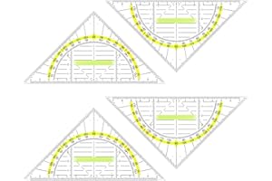 ‎JIANTA JIANTA Geodreieck mit Griff, 4 Stk Zeichendreieck Winkelmesser 2 Funktionen 14cm Lineal Ruler aus Kunststoff Durchsichtig Rrotractor Bruchsicher Büro Mathe Schulset Schreibwaren für Studenten Kinder