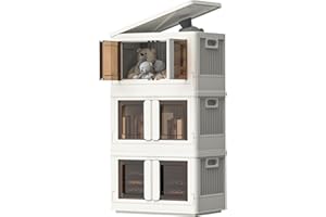 FLEXISPOT 32L*3 Storage Boxes with Lids, Foldable Plastic Containers, Space-Saving Organiser Boxes, Collapsible Laundry Baskets, Compact Stacking Crates for Home Storage, Milk