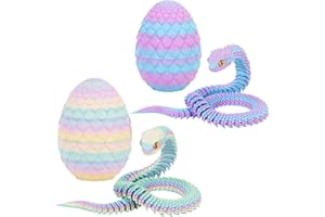 FEHODUN 3D Printed Snake Articulated Flexible Snake Realistic Slithering Design Luminous Animal for Desk Decoration (Colourful A+ColourfulB)