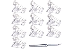 BEIIEB 10pcs Nail Extension Clips and 1pc Silver Shaping Clips, Clear Acrylic Material, Lightweight and Strong Plastic Clips, Lightweight and Fast Nail Art.