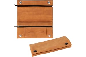 LHOEST Tabacco in pelle, per tabacco, tabacco, tabacco, borsa girevole con chiusura magnetica, pieghevole, portatile, per tabacco, tabacco, tabacco, borsa girevole multistrato (Kaki)