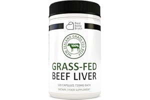 BEST BONE BROTH Beef Liver Capsules (30 Servings) - Made from New Zealand Grass Fed Liver - Ancestral Supplements Freeze Dried Beef - Desiccated Liver Supplements - Iron, Vitamin A & B12 for Long-Lasting Energy