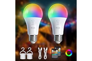 Kambo E27 LED RGB Colores Bombilla, Recargable con mando a distancia, 7 W regulable función cambio de color temporizador para camping al aire libre y Navidad, 2 pizeas