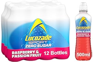 Lucozade Sport Zero Sugar - Raspberry & Passionfruit 12x500ml | Sugar Free Sports Drink, with Vitamin B3 and electrolyte | Zero Sugar | Only 4 calories per serving | Still | Made with Natural Flavours