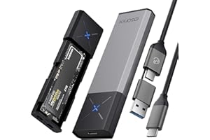 iDsonix M.2 [NVMe & SATA] SSD Gehäuse Adapter [Werkzeugfrei][Aluminium], NVMe zu USB 3.2 Gen 2 10Gbps, M.2 zu USB A&C Unterstützt M-Key/B+M Key, mit UASP Trim für 2230/2242/2260/2280 SSD
