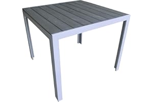Pure Home & Garden Aluminium Gartentisch Fire 90x90 Silber mit Nonwood Tischplatte, absolut wetterfest