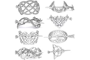 GuoShuang Haarschmuck Damen Set - 8pcs Wikinger und Keltischer Schmuck mit Haarnadeln - Mittelalterlicher Stil Wikinger Schmuck Damen Haarset Hair Clip