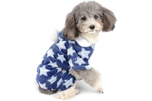 Zunea Pyjama pour Petit Chien Manteau d'hiver Chaud Sweats à Capuche pour Chiot Chat Polaire Combinaison Noël Halloween Vêtements pour Animal Domestique Chihuahua Chaton Bleu L
