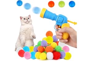 AKONE Katzenspielzeug Ball, Interaktives Katzenspielzeug, Katze Spielzeug Set mit Ballwerfer, Bunte Katzenball Cat Toys for Indoor Cats, Geräuschloser Katzen Spielzeug Katzenbälle