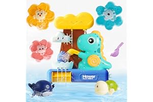 Tonsooze Jouet de Bain, 7 Pcs Jouet Bain Bébé Coffret de Bain Dino, Jouet De Bain pour Bebe, Jouets pour Le Bain bébé pour Baignoire Jeu de Piscine,Cadeau pour Bebe 10 Mois 1 2 3 4 5 Ans Garçon Fille