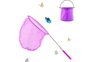 Kapokr Teleskop Schmetterlingsnetz Kescher mit Kindern geeignet Eimer Kächersieb für Outdoor Garten insect Fang Netze & Angeln Exploration (Lila)