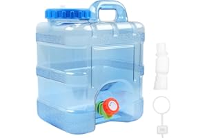 TIHOOK Water Container with Tap, Portable Camping Water Container, BPA-Free Drink Water Carrier, Easy Clean Water Tank, for Home, Camping Outdoor, Party, Van, RV, School, Emergency