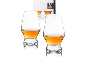 Viski Scotch - Set di 2 bicchieri da whisky, in cristallo con base, senza piombo, 237 ml, colore: Trasparente
