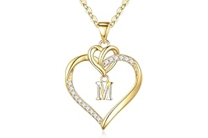 TINGN Weihnachtsgeschenke für Frauen, Halskette Damen 14K Gold/Weißgold Vergoldet Herz Zirkonia Anhänger Buchstaben Kette Damen Geburtstag Weihnachten Geschenk für Frauen Freundin Mama Mädchen Schmuck