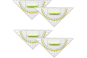 HCOVIV " 4 pcs Equerre Ecole Rapporteur Règle Equerre Rapporteur 2 en 1 Kit Geometrie Triangle Plastique à Dessiner avec Poignée Requerre 14 cm Plate Transparente pour Etudiants Enfants Bureau Maths"