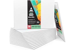 Arteza Canvas Board, Pack of 14, 27.9 x 35.6 cm, 8-oz Gesso Primed 100% Cotton Canvas Panels, Canvases for Acrylic Painting and Pouring,White