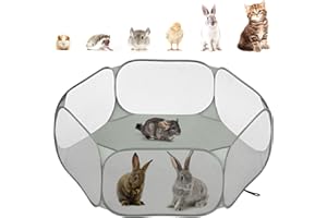 Pawaboo Box per Piccoli Animali, Tenda Impermeabile per Gabbia per Piccoli Animali Domestici con Struttura in Filo D'acciaio, Recinto per Cortile All'aperto per Pulcini/Gattini/Cuccioli, Grigio