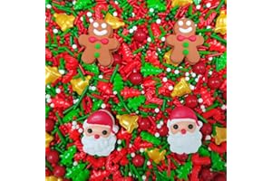 PHILAEEC Weihnachten Zuckerdekorationen, Essbare Zucker Tortendeko, Rot Grün Zucker Streusel Deko für Kuchen, Cupcakes, Kekse, Backwaren, Dessert - 2 Stück Weihnachtsmann und 2 Stück Ingeberbrot Mann