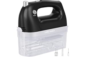 Lord Eagle Hand Mixer Electric Whisk, 400W Power Handheld Mixer for Baking Cake Egg Cream Food Beater, Turbo Boost/Self-Control Speed + 5 Speed + Eject Button + 5 Accessories, Black