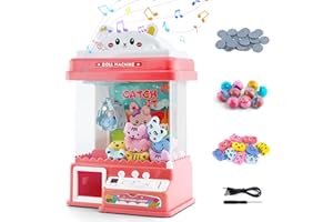 MAYCOLY Mini Candy Doll Grabber Machine Gachapon Grabber Candy Grabber Machine con Empujadores De 20 Piezas Y MáQuina De Brazo Agarrador, Juguetes De Peluche, MáQuina De Garras para NiñOs