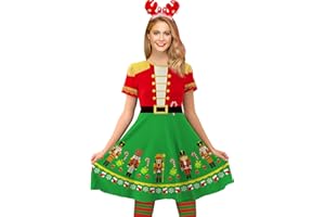 For G and PL Christmas Womens Santa Funny Xmas Elf Printed Dress S-XXL