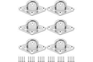 Istloho 6 szt. płytka oczkowa ze stali nierdzewnej, oczko do mocowania, płyta wierzchnia, płyta oczkowa, płyta masztowa do zabezpieczenia ładunku, mocowanie na ścianie, mocowanie sufitowe, z kołkami M5