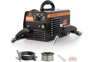 H HZXVOGEN Gasless MIG Welder 220V Flux Core 145A Welder, Dual Voltage 220V MIG Welding Machine, IGBT Inverter Portable Welder Machine with Smart Digital LED, Built-in Indus tria-Grade chip