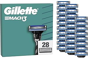 Gillette Mach3 Base Pack de 28 Recambios Para Maquinillas De Afeitar Para Hombre, Cuchillas de Afeitar Con 3 Hojas y Banda Lubricante, Compatible Con Todos Los Mangos Mach3