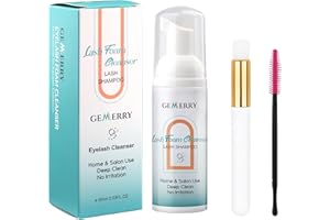 GEMERRY Eyelash Shampoo Eyelash Extension Foam Cleanser 60ml Professional Wash Eyelash with Cleaning Brush Safe Remove Makeup Residue and Mascara For Daily Use