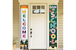 OPUHOHR Back to School Banner, Welcome Banner for First Day of School, Sign Backdrop Décor Supplies for Pre-School Primary High School Classroom Decoration