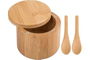 Scatola del sale, contenitore rotondo per spezie DanziX con coperchio girevole con 2 cucchiaini extra da utilizzare per condimenti e piccoli oggetti