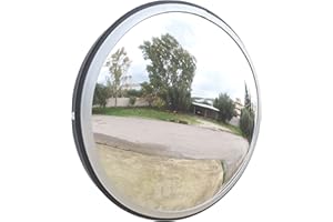 SNS SAFETY LTD Miroir de Circulation Convexe 30 cm pour Routes, Entrepôts, Garages, Magasins et Bureaux, Noir, avec Support Mural