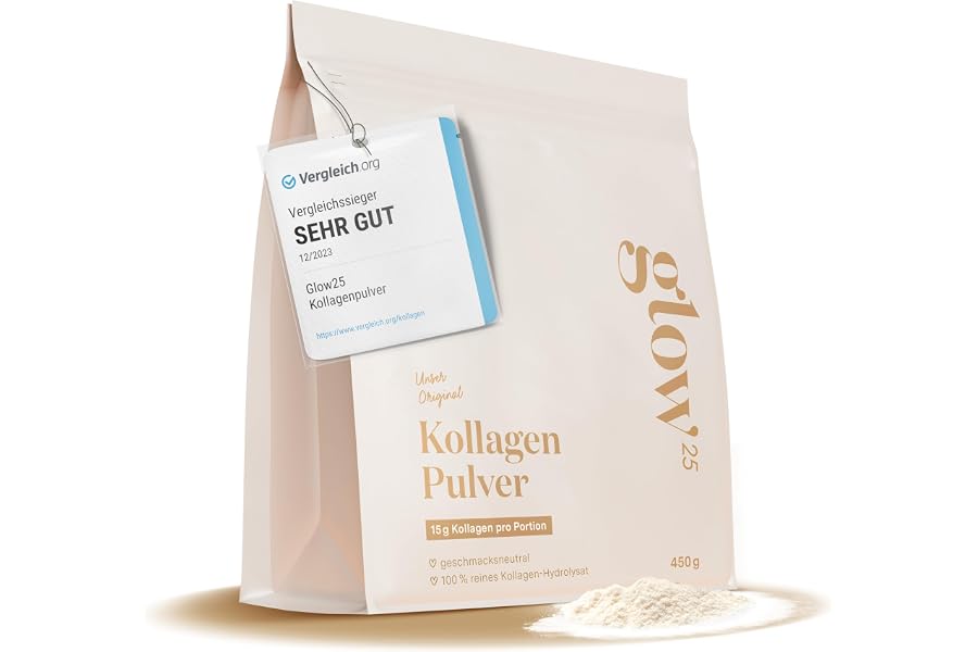 Glow25® Kollagen Pulver [450g] - Unser Original - Collagen Hydrolysat - Gute Löslichkeit - Neutral – Produktbeispiel aus Drogerie & Körperpflege