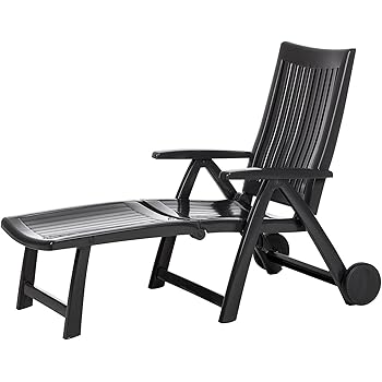 Amazon.de: MERXX Garten-Rollliege aus Holz mit Ablage, mehrfach verstellbar