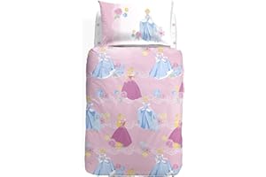 Caleffi 80038 Cotone Disney Princess Romantic Completo Copripiumino per Singolo Letto, Multicolore