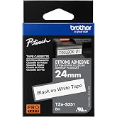 Brother TZeS251 Super Adhesive Laminated Tape Black Text on White Background Width 24mm Length 8m