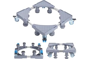 KEESIN Podstawa stojaka na pralkę, 8 stabilnych nóżek i 4 kółka, wielofunkcyjny stojak na pralkę, suszarkę i lodówkę, zamrażarkę, kuchenki